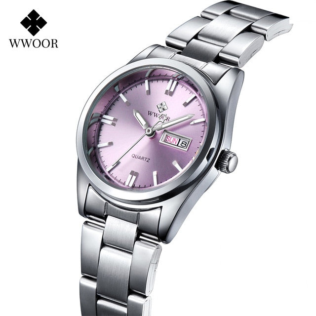 Montre Femme 2022 WWOOR Fashion Ladies Watches Waterproof Quartz Silver Clock Women Automatic Date Dress Wrist Watch Reloj Mujer
