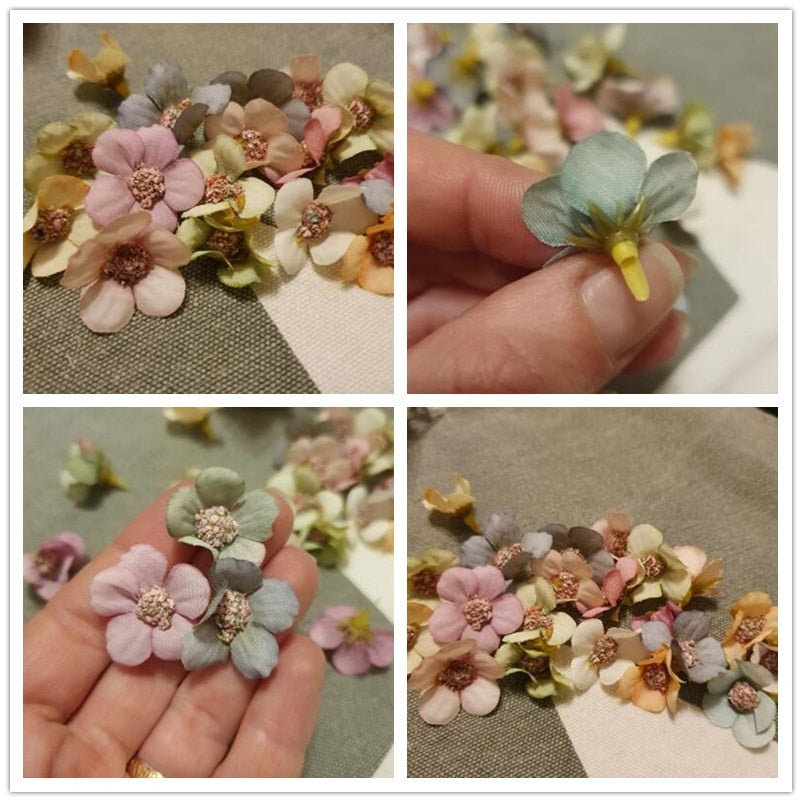 50/100pcs Multicolor Daisy Flower Head Mini Silk Artificial Flower For Wedding Engagement Party Home Decor DIY Garland Headdress