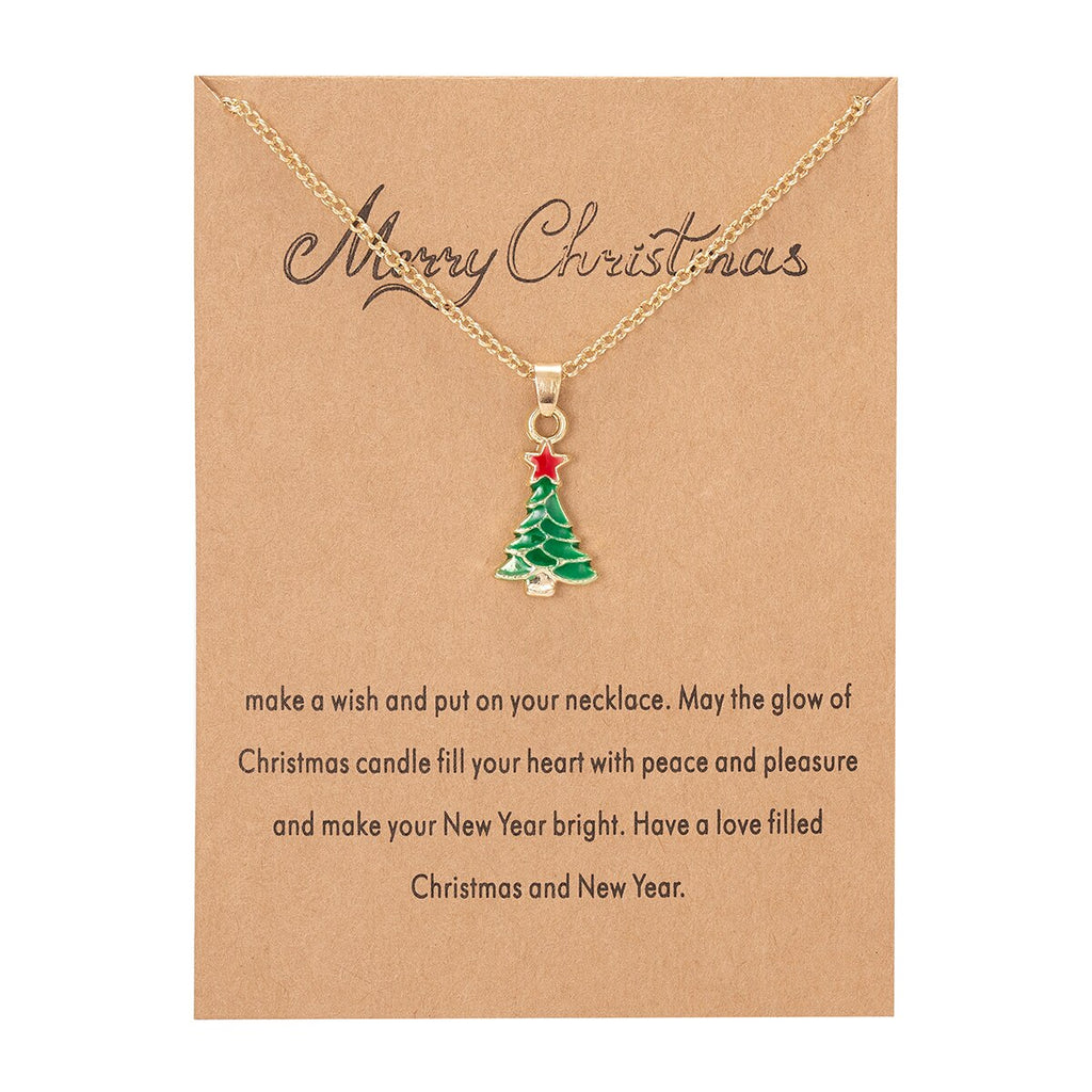 Charm Enamel Christmas Necklace For Women Men Merry Christmas Snowman Santa Claus Pendant Link Chain Necklace Xmas Jewelry Gift