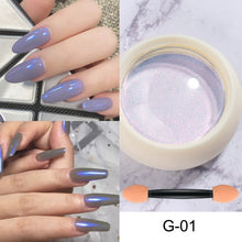 Load image into Gallery viewer, Mirror Nail Powder Pigment Pearl White Rubbing on Nail Art Glitter Dust Chrome Aurora Blue Manicure Holographic Decorations TRZY