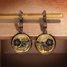 Load image into Gallery viewer, CIZEVA Retro Black Gold Color Branch Plum Blossom CZ Earrings for Women Elegant  Color Wedding Dangle Earrings