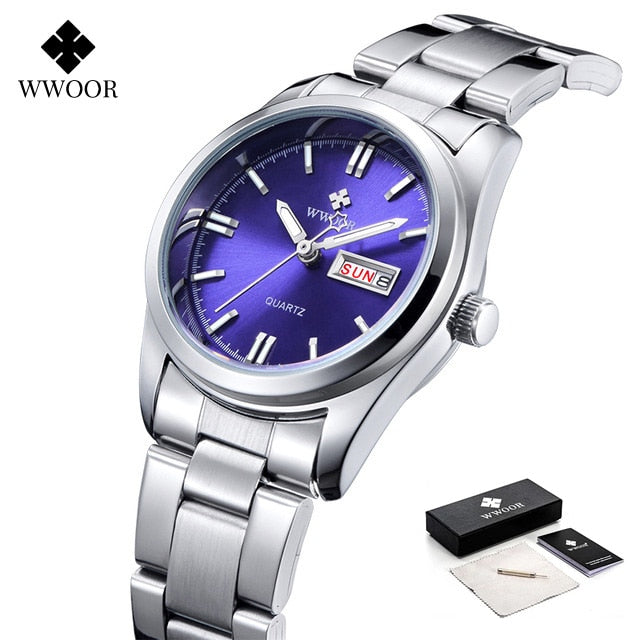 Montre Femme 2022 WWOOR Fashion Ladies Watches Waterproof Quartz Silver Clock Women Automatic Date Dress Wrist Watch Reloj Mujer
