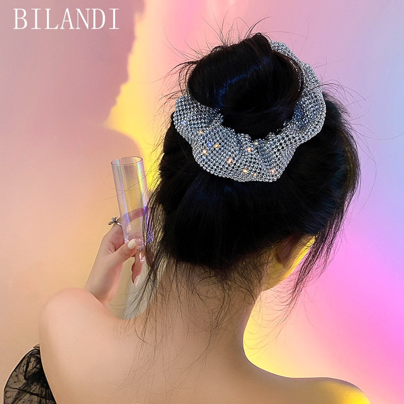 Bilandi Hotest Woman Girls Fashion Ties Headwear Shiny Rope Ring Elastic Hairband Ponytail Holder Hair Accessories