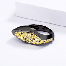 Load image into Gallery viewer, CIZEVA Luxury S Rings for Women Black Gold Color Antique Irregular Party Cocktail Rings for Women Italian Jewelry