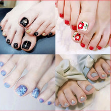 Load image into Gallery viewer, False Toe Nails Summer Full Coverage Nail Art Pattern Removable Stickers With Glue 24pcs