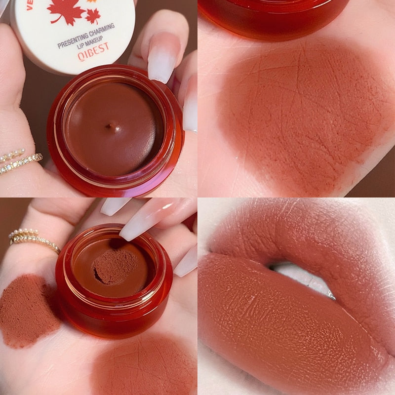 QIBEST Lip Glaze Velvet Matte Lip Rouge Waterproof Lip Gloss Long Lasting Nude Lipstick Women Red Lip Tint Beauty Cosmetic 3.5g