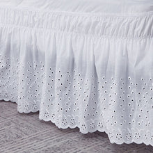 Load image into Gallery viewer, White Flower Embroidery Bed Skirt without Surface Elastic Band Bed Skirt Twin/Full/Queen/King Size Home Bed Cover Bedding