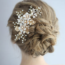 Load image into Gallery viewer, Trendy Flower Wedding Hair Accessories Pearl Rhinestone Hairpin Headdress Handmade Bridal Tiara Jewelry Woman Prom Hair Jewelry