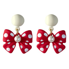 Load image into Gallery viewer, 925 Silver Needle Women Jewelry Red Bowknot Earring Pretty Design Sweet Dots Bow Dangle Drop Earrings For Women Girl Party Gifts