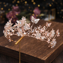 Load image into Gallery viewer, Bridal Crown Baroque Pearl Rhinestone Crown And Tiara Butterfly Hairband Wedding Hair Accessories Princess Crown Bride Tiaras