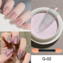 Load image into Gallery viewer, Mirror Nail Powder Pigment Pearl White Rubbing on Nail Art Glitter Dust Chrome Aurora Blue Manicure Holographic Decorations TRZY