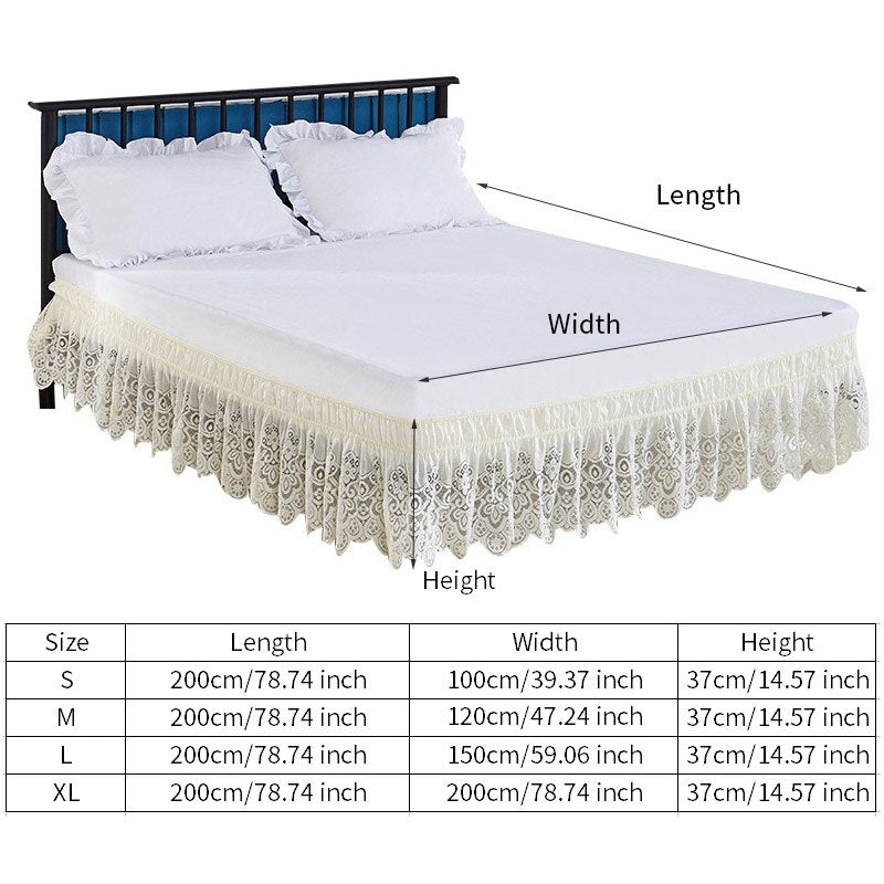 Princess Lace Bed Skirt Home Hotel Bed Cover Without Surface Elastic Band Bed Skirts Bedspread Twin/Full/Queen/King Size