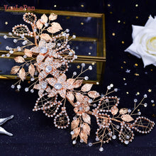 Load image into Gallery viewer, YouLaPan HP282 Wedding Headband Alloy Flower Leaf Hair Tiara Rhinestone Headpiece Bridal Headwear Hair Accessories Head Jewelry