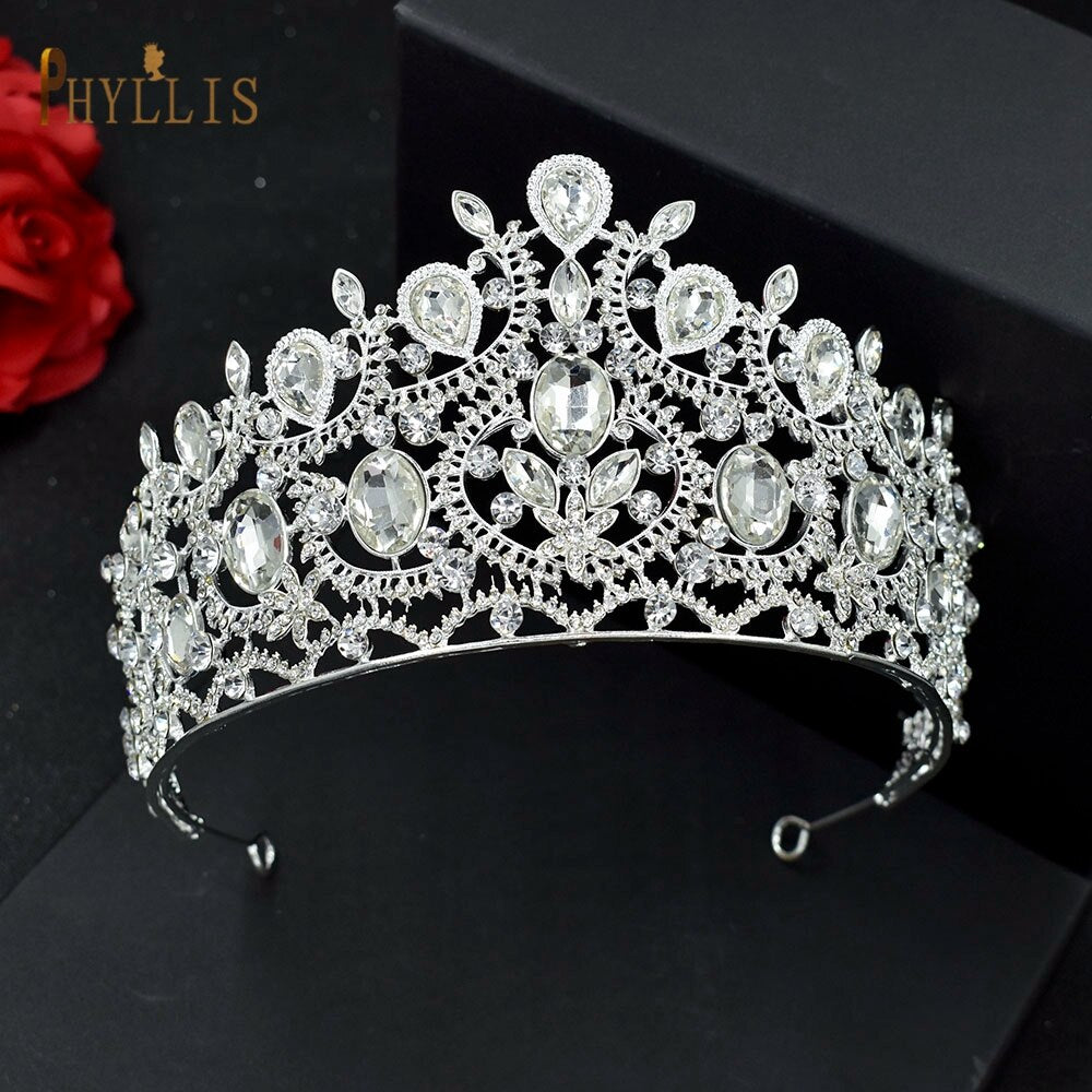 A213 Zircon Wedding Round Crown Luxury Diadem Headband Rhinestone Headpiece Bridal Headwear King Tiaras Princess Hair Jewerly