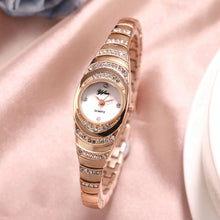 Load image into Gallery viewer, Women Bracelet Watch Rose Gold Fashion Luxury Stainless Steel Wrist Watch Rhinestone Ellipse Creative Ladies Dress Quartz Watch