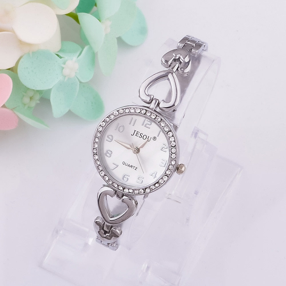 Women Bracelet Watch Set Gold Crystal Design Necklace Earrings ring Female Jewelry Set Quartz Watch Women’s Gifts For Valentine
