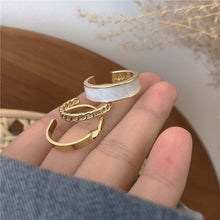 Load image into Gallery viewer, 3pcs/set Bohemian White Enamel Round Metal Ring Sets Geometric Twist Open Adjustable Rings Sets for Women Girl Wedding Jewelry