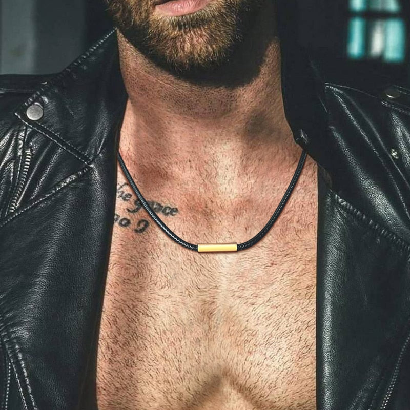 Men&#39;s Necklace,Choker Necklaces Men,Mans Wax Rope Braided Leather Necklace,Male Jewelry,Boyfriend Husband Gifts 21 To 30 Inch