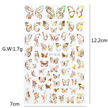Load image into Gallery viewer, 1pc Holographic 3D Butterfly Nail Art Stickers Adhesive Sliders Colorful DIY Golden Nail Transfer Decals Foils Wraps Decorations