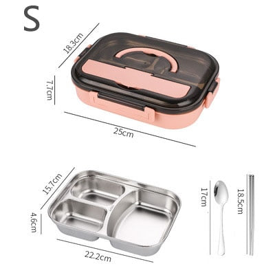 Stainless Steel Lunch Box For Kids Food Storage Insulated Lunch Container Japanese Snack Box Breakfast Bento Box With Soup Cup
