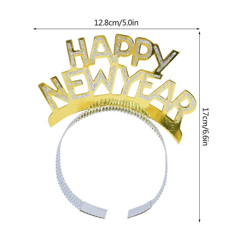 3pcs Happy New Year Headband Eve Party Supplies New Year Decorations 2023 Tiaras For Christmas New Year Party Favors Hair Clasp