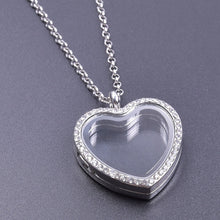 Load image into Gallery viewer, Heart Locket Pendant Necklace For Women Men Accessories Rhinestone Floating Lockets Charm Necklaces Fashion Jewelry Gift 3 Color