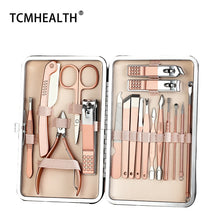 Load image into Gallery viewer, TCMHEALTH Manicure Set  Household Pedicure Sets Nail Clipper Stainless Steel Professional Nail Cutter Tools with Travel Case Kit