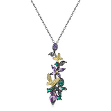 Load image into Gallery viewer, Elegant Purple Zircon Crystal Butterfly Flower Pendant Necklace for Women Retro Black Gold Charms Choker Italy Jewelry