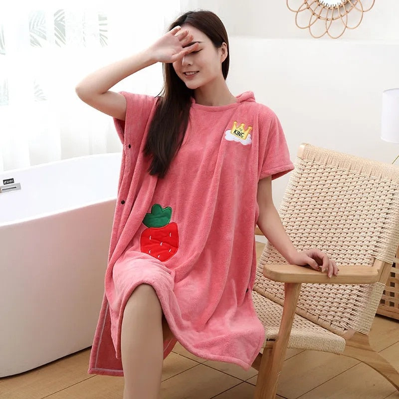 Fast Absorbing Water Wearable Bathrobe Beach Towel Outdoor Sports Soft Tactility Hooded Bath Towels Dress Poncho Swimming Cloak