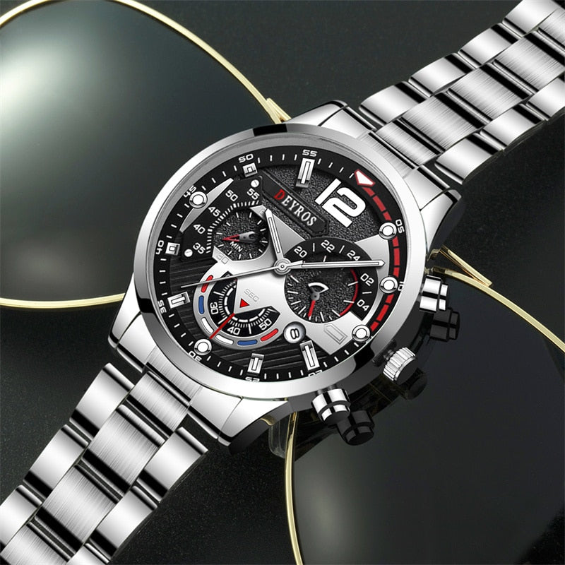 Luxury Mens Watches Male Gold Bracelet Stainless Steel Quartz Calendar Watch For Men Business Luminous Clock relogio masculino