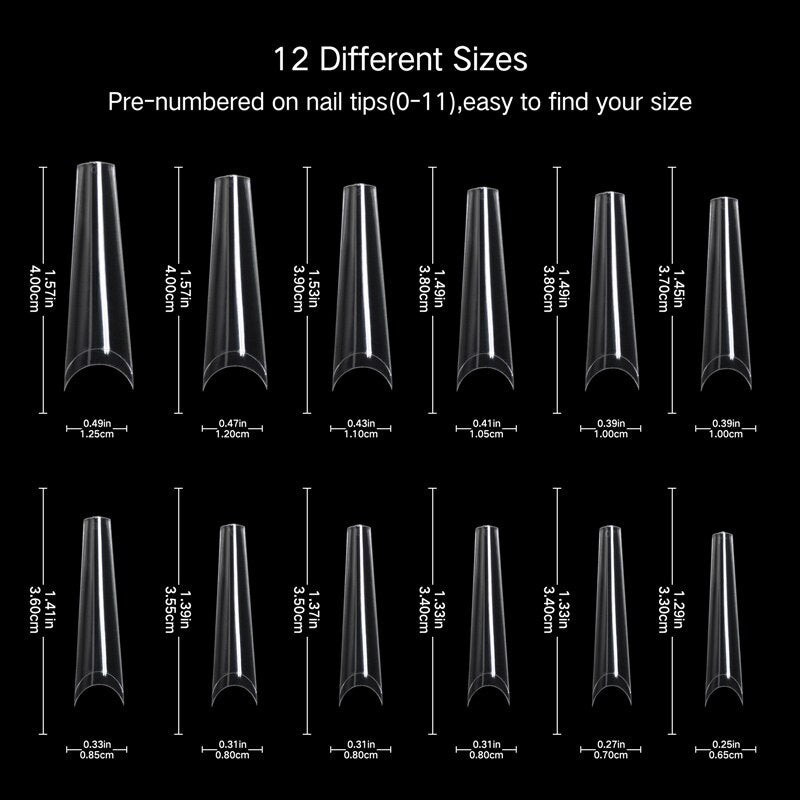 120Pcs/Box Clear Natural French Acrylic Nails Coffin False Nails Art Tips UV Gel Nails Press On Fake Nails Long Manicure Tools
