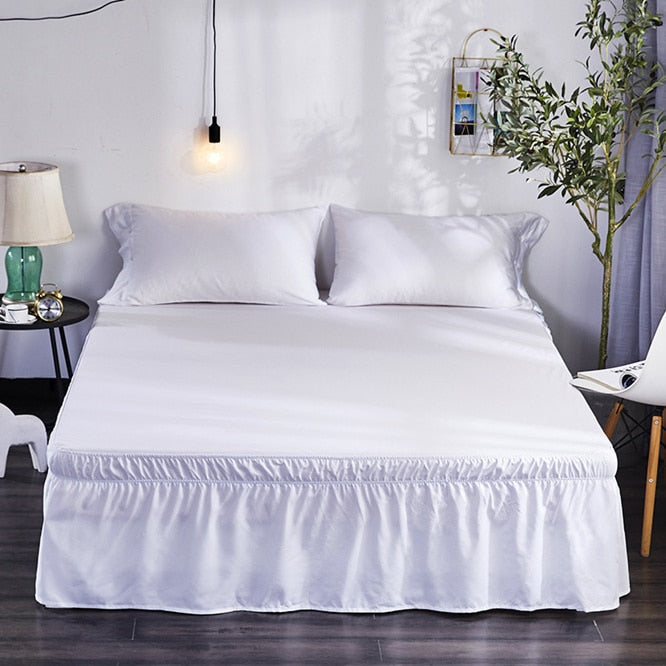 3 Size Bed Skirt White Bed Shirts without Surface Elastic Band Single Queen King Easy On/Easy Off Bed skirt Bedding home textile