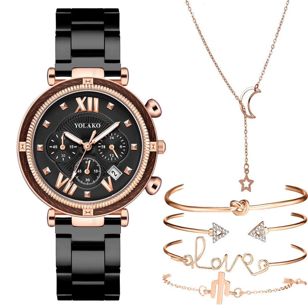 6pcs Set Luxury Women Watches Magnetic Starry Sky Female Clock Quartz Wristwatch Fashion Ladies Wrist Watch relogio feminino