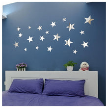 Load image into Gallery viewer, 20pcs  3D DIY Mirror Wall Sticker star shape Self Stickers Decal Living Room Home Decor Creative Wall Decoration