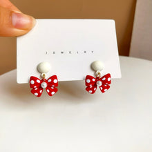 Load image into Gallery viewer, 925 Silver Needle Women Jewelry Red Bowknot Earring Pretty Design Sweet Dots Bow Dangle Drop Earrings For Women Girl Party Gifts
