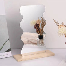 Load image into Gallery viewer, Makeup Mirror Ins Irregular Acrylic Decorative Mirror Wooden Base Cosmetic de maquillaje Beauty Tools Korean style