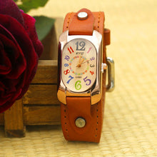 Load image into Gallery viewer, Shsby Cow Leather Strap Color Digital Rectangle Watch Women Bracelet Watches Female Bronze Quartz Watch Student Leisure Watch