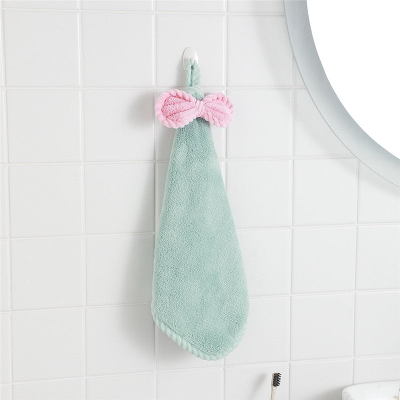 Coral Velvet Bowknot Soft Hand Towels Bathroom Thickened Microfiber Towel Absorbent Cleaning Rags Home Kitchen Wipe Dishcloths
