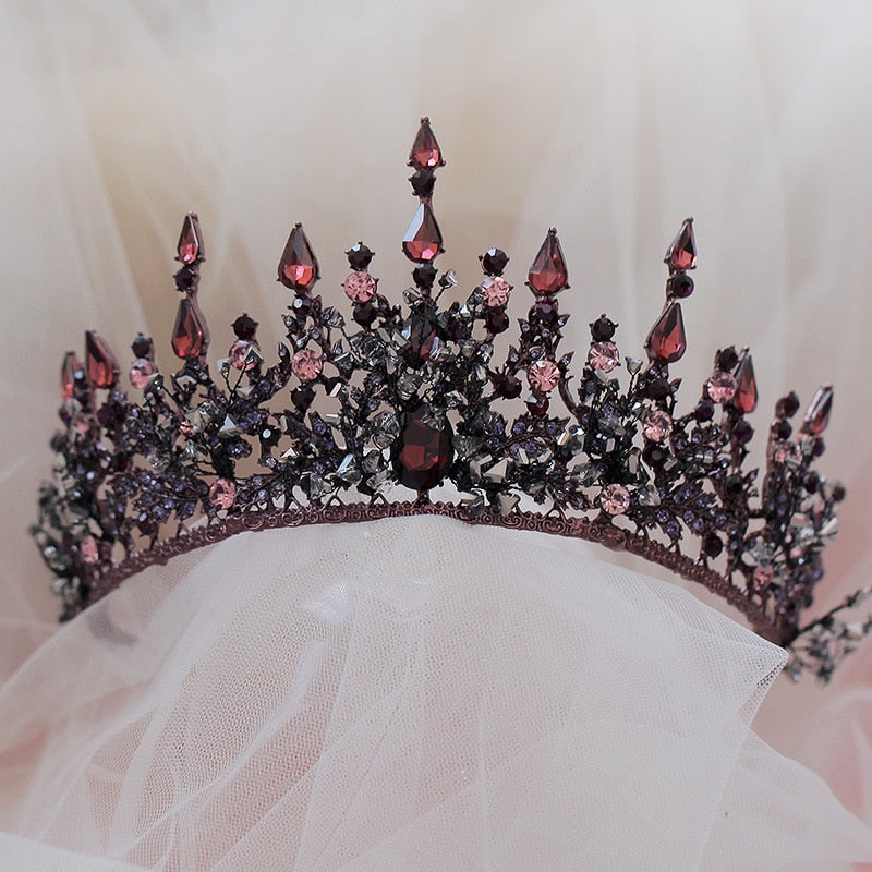 Vintage Baroque Headbands Purple Crystal Tiaras Crowns Bride Noiva Headpieces Bridal Wedding Party Hair Jewelry Rhinestone Crown