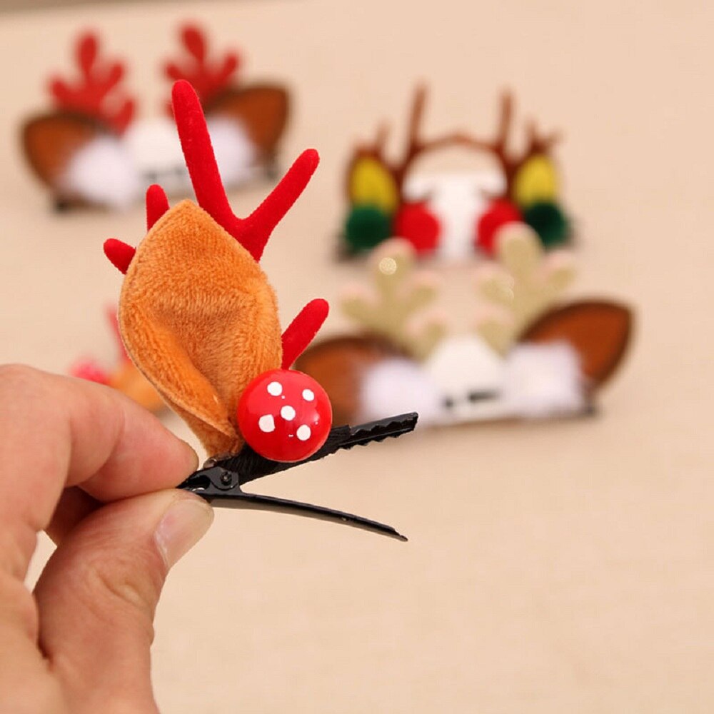 1/2pcs Cute Deer Ear Hairpins Christmas Barrettes Hair Decorationd Beautiful Deer Antlers Hair Clips Hair Accessories Girls Gift