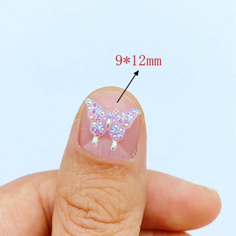 100Pcs New Cute Mini Shiny Little Butterfly Resin Figurine Crafts Flatback Cabochon Ornament Jewelry Making Hairwear Accessories