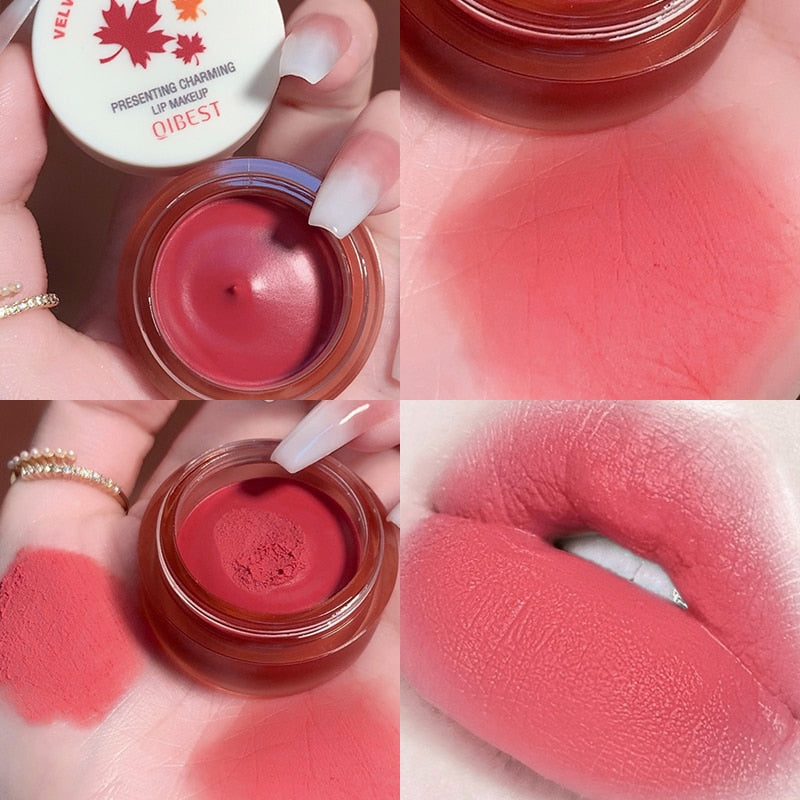 QIBEST Lip Glaze Velvet Matte Lip Rouge Waterproof Lip Gloss Long Lasting Nude Lipstick Women Red Lip Tint Beauty Cosmetic 3.5g