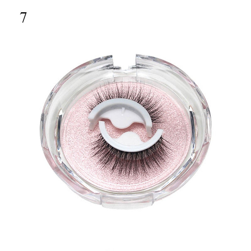 1pair Self-adhesive False Eyelashes Glue Free Eyelash 3d Strip Reusable Lashes Extension 3 Seconds To Wear Faux Mink Eyelash