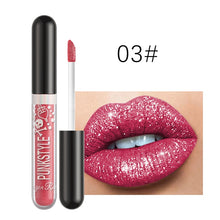 Load image into Gallery viewer, 12 Colors Diamond Lip Gloss Non-stick Cup Metal Pearlescent Liquid Lipstick Glitter Waterproof Lasting Lip Makeup Cosmetic TSLM1