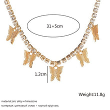 Load image into Gallery viewer, Crystal Butterfly Pendants Women Chokers Personality Gold Color Hollow Chain Choker Necklaces for Ladies Punk Collar jewellery