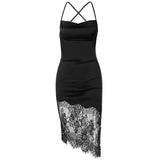 sealbeer A&A Backless Bodycon Lace Midi Dress