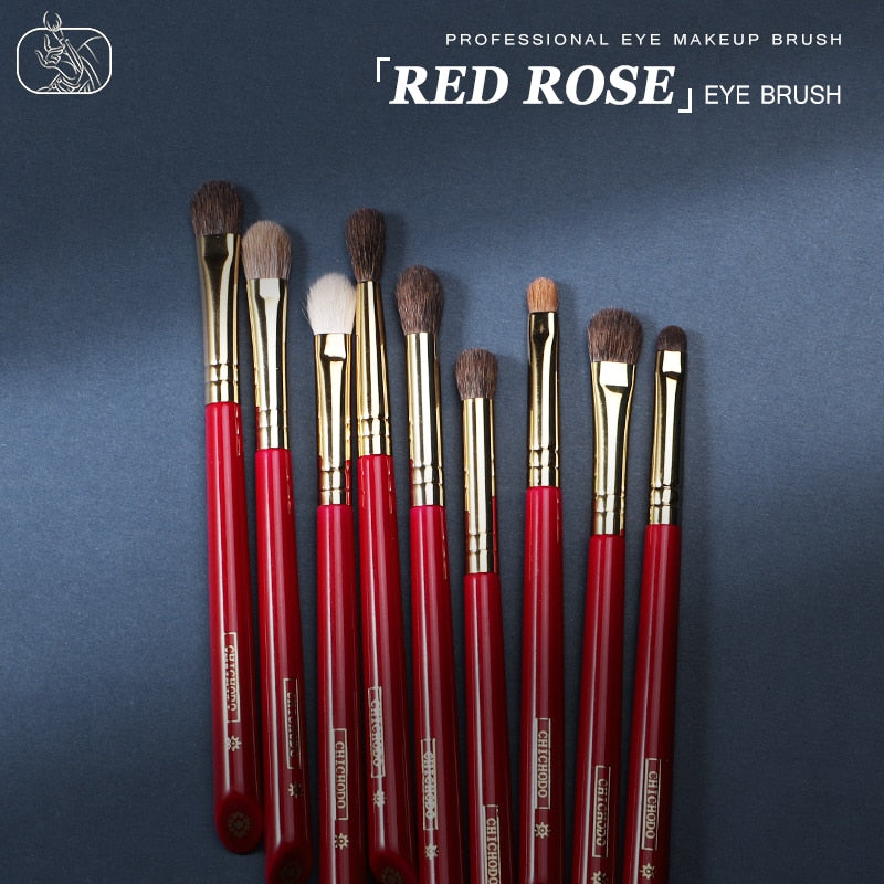 CHICHODO Makeup Brush-Luxurious Red Rose series-Selected Natural Animal Hair Eye Brushes Set-Professional Eye Make Up Brush