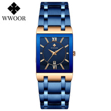 Load image into Gallery viewer, Relogio Feminino 2022 WWOOR New Women Watches Top Brand Luxury Blue Women&#39;s Bracelet Square Watch Ladies Dress Quartz WristWatch