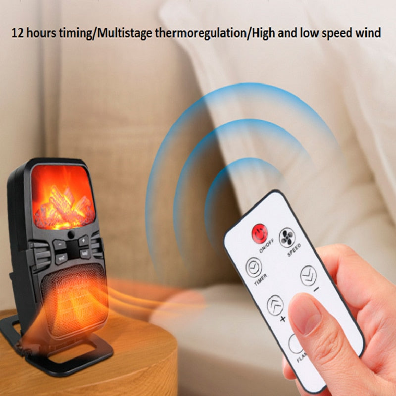 Remote Control Electric Heater Mini Hot Fan Heater Blower Handheld PTC Wall Plug Stove Radiator Fast Warm Fan Room Warmer Device