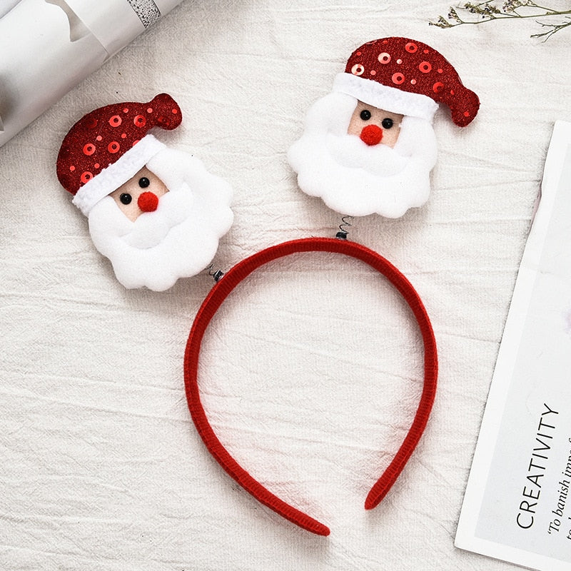 Red Christmas Hair Band Cartoon Santa Claus Snowman Antlers Headband Merry Christmas Decor Adult Kids Naviidad Gifts Noel Toys